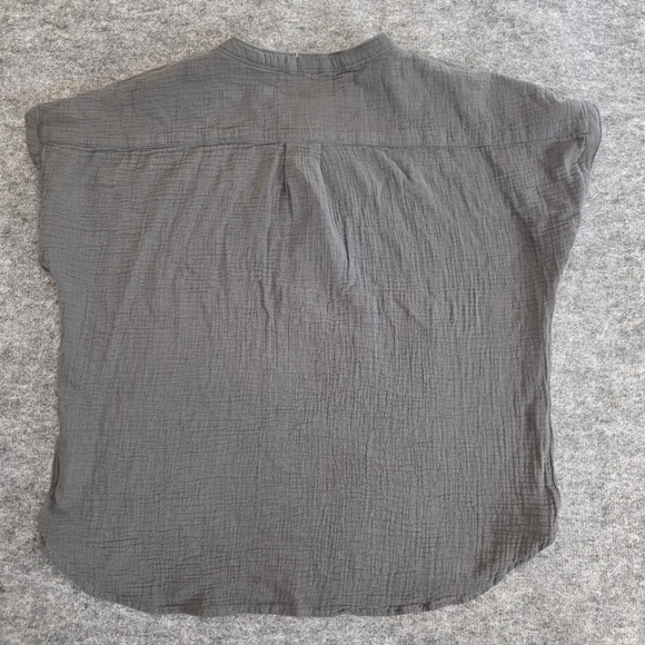 Faherty Dream Cotton Gauze Desmond Blouse Womens Medium Charcoal Lightweight Top - Picture 4 of 9